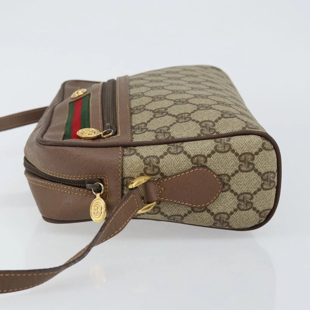 GUCCI GG Supreme Web Sherry Line Shoulder Bag PVC Beige Gold Red Auth bs29489 - Picture 7 of 16